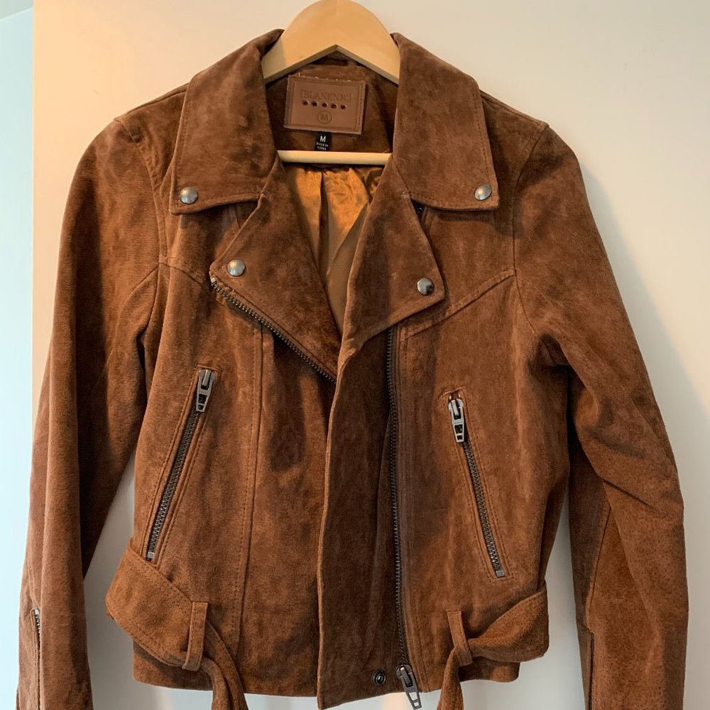 Blank NYC, Brown, Suede Moto Jacket, Size M